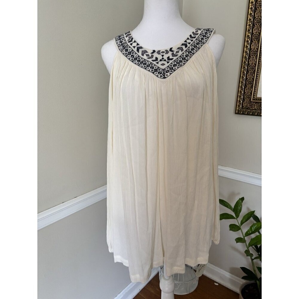 NWT Knox Rose Womens Size XL Cream Gauzy Long Sleeve Blouse Cold Shoulder